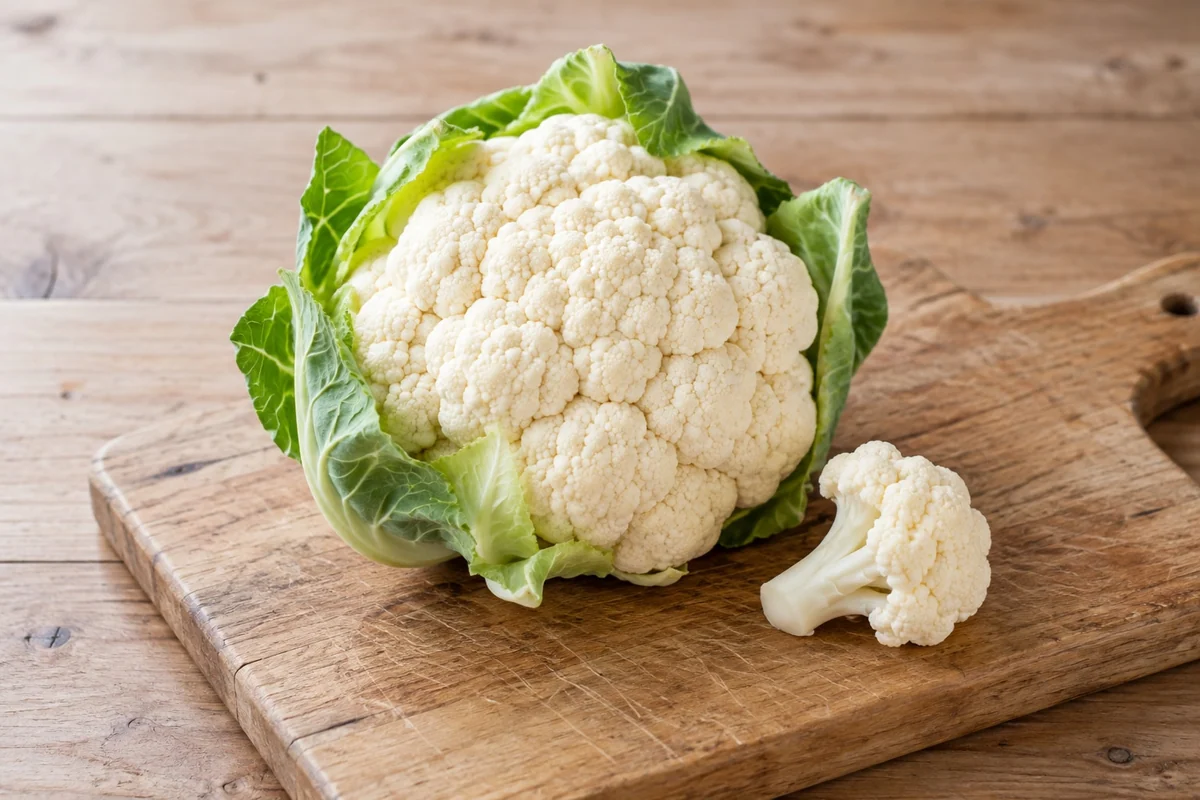 Blumenkohl in natürlicher Küchenumgebung
