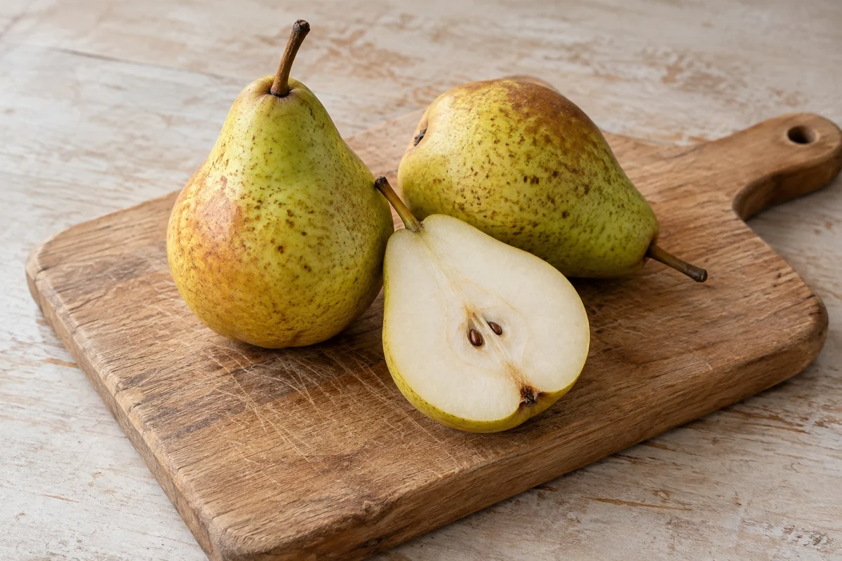 Birne in natürlicher Küchenumgebung