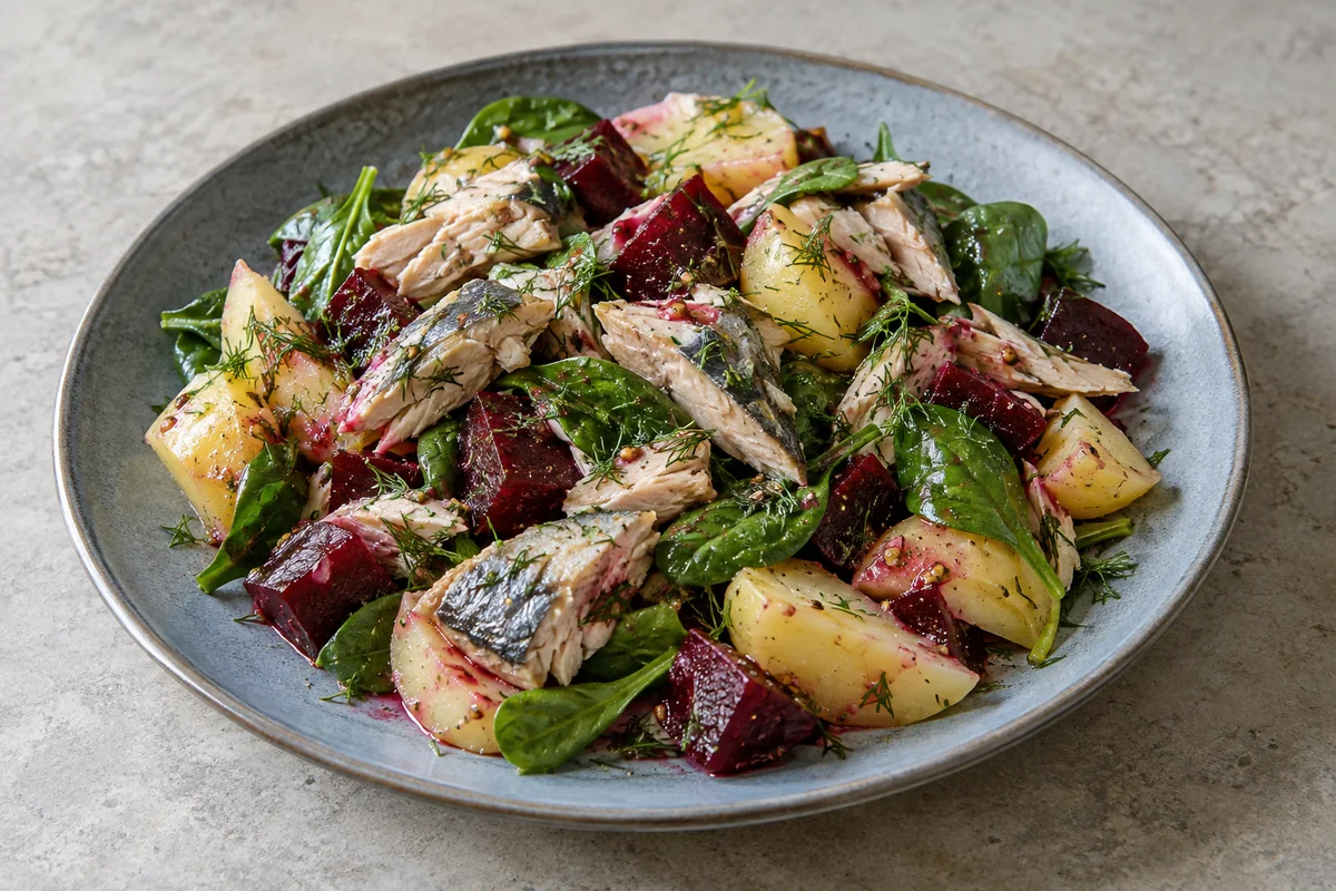 Makrelen-Kartoffelsalat mit Roter Bete