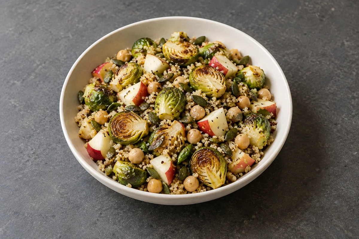 Warmer Rosenkohl-Quinoa-Salat mit Apfel