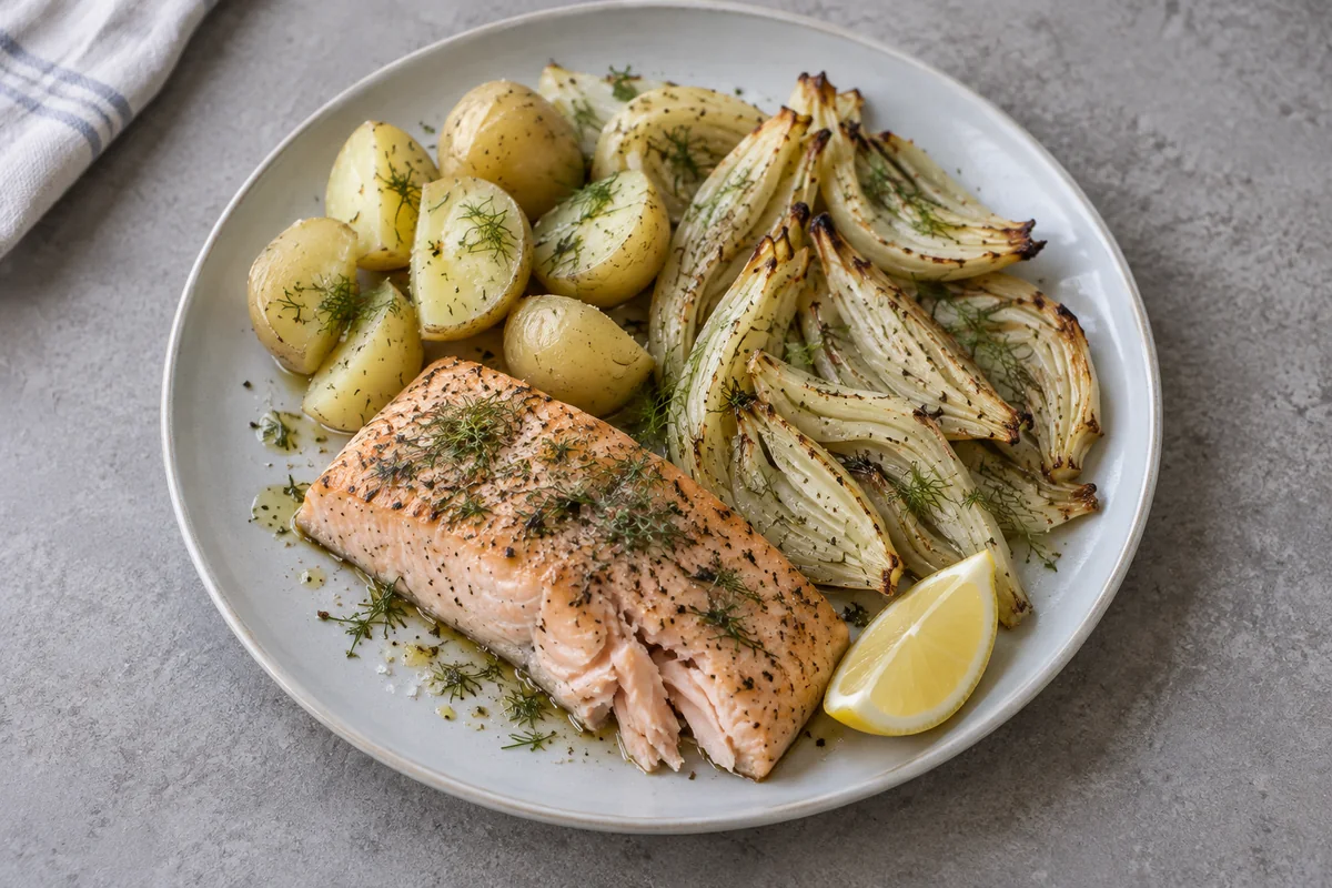 Ofenlachs mit Fenchel und Kartoffeln